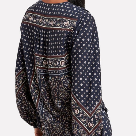 Authentic Jonathan Simkhai Scarf Print Crepe Wrap Womem Blouse tops Sz Small S - Picture 3 of 10